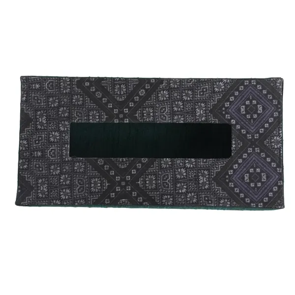 Indha_Tissue_Box_|_Handcrafted_Tissue_Box_Black_&_Grey_|_Black_and_Green_Dupion_Silk_Tissue_Box_|_Mild_Grey_Ethnic_Geometric_Pattern_Design_Digitally_Printed
