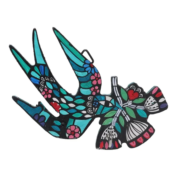 INDHA_Hand-Painted_Flying_Bird_Design_Key_Holder_for_Wall_|_Eco-Friendly_Wooden_Key_Stand_Organizer_|_Handmade_Multicolor_Key_Hanger_for_Home_&_Office_Gifting