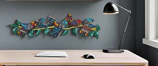 INDHA_Hand-Painted_Wall_Art_|_Sculpture_Design_-_Wooden_Wall_Painting_with_Gift_Box_-_Unique_Artwork_for_Living_Room_Decor_-_Handcrafted_Wall_Hanging_Decor_(Multi-Birds)