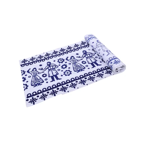 Indha_Block_Printed_Cotton_Dining_Table_Runner_&_Mats_Set_(6_Pieces)_|_Traditional_Design_Table_Mat_Set_for_Corporate_and_Personal_Gifting_(White_and_Blue_Dancing_Form)