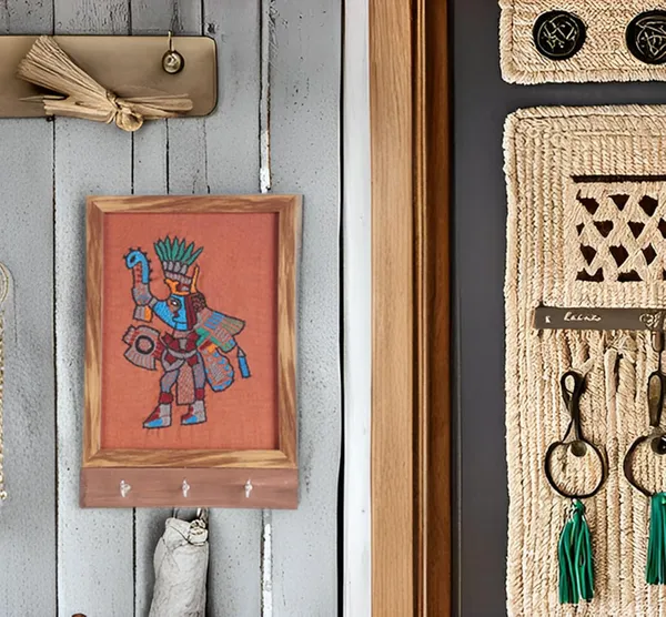 INDHA_Handcrafted_Key_Holder_for_Home_-_Wall_Mount_Stylish_Key_Stand_|_Hand_Embroidered_Key_Hanger_|_Unique_Design_Key_Chain_Holders_(Rust-KHSE24)