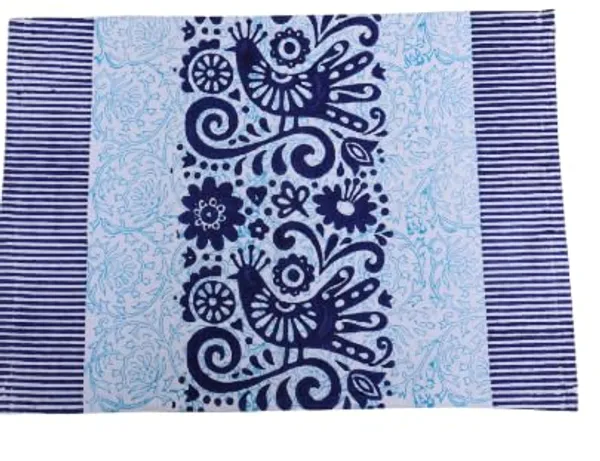 Indha_Block_Printed_Cotton_Dining_Table_Runner_&_Mats_Set_(6_Pieces)_|_Traditional_Design_Table_Mat_Set_for_Corporate_and_Personal_Gifting_(White_&_Blue-TMRBFBPS6)