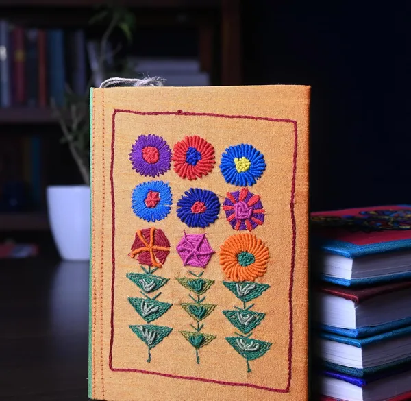 INDHA_Handcrafted_Recycle_Paper_diary_|_Eco_Friendly_Diary_|_Gifting_|_Corporate_Gifting|_Handmade_Diary_|_Ethnic_Art_hand_Embroidered_Diary_(Orange-DFEOC824)