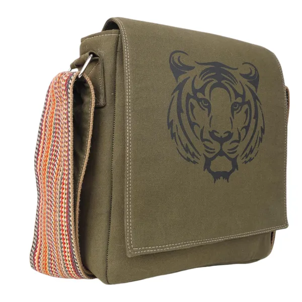 INDHA_Handcrafted_Cotton_Canvas_Sling_Bag_|_Unisex_Ethnic_Geometric_Design_|_Multicolor_Niwar_Strap_|_Travel_Utility_&_Gifting