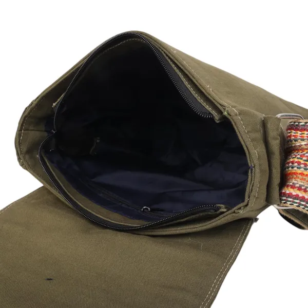 INDHA_Handcrafted_Cotton_Canvas_Sling_Bag_|_Unisex_Ethnic_Geometric_Design_|_Multicolor_Niwar_Strap_|_Travel_Utility_&_Gifting