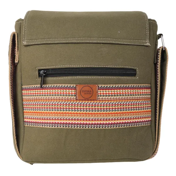 INDHA_Handcrafted_Cotton_Canvas_Sling_Bag_|_Unisex_Ethnic_Geometric_Design_|_Multicolor_Niwar_Strap_|_Travel_Utility_&_Gifting