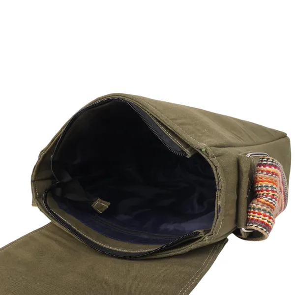 INDHA_Handcrafted_Cotton_Canvas_Sling_Bag_|_Unisex_Ethnic_Geometric_Design_|_Multicolor_Niwar_Strap_|_Travel_Utility_&_Gifting