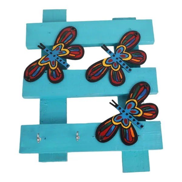INDHA_Handcrafted_Key_Holder_for_Home_-_Wall_Mount_Stylish_Key_Stand_|_Hand_Painted_Key_Hanger_|_Unique_Design_Key_Chain_Holders_|_Butterfly_Print_Key_Holder