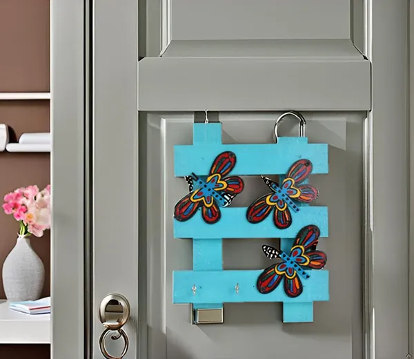 INDHA_Handcrafted_Key_Holder_for_Home_-_Wall_Mount_Stylish_Key_Stand_|_Hand_Painted_Key_Hanger_|_Unique_Design_Key_Chain_Holders_|_Butterfly_Print_Key_Holder