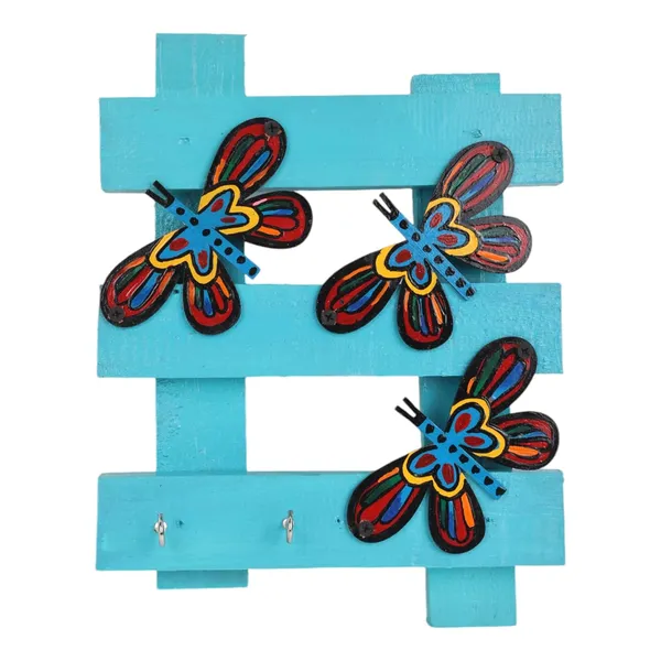 INDHA_Handcrafted_Key_Holder_for_Home_-_Wall_Mount_Stylish_Key_Stand_|_Hand_Painted_Key_Hanger_|_Unique_Design_Key_Chain_Holders_|_Butterfly_Print_Key_Holder