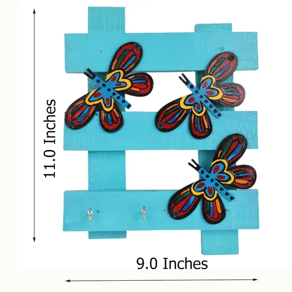 INDHA_Handcrafted_Key_Holder_for_Home_-_Wall_Mount_Stylish_Key_Stand_|_Hand_Painted_Key_Hanger_|_Unique_Design_Key_Chain_Holders_|_Butterfly_Print_Key_Holder