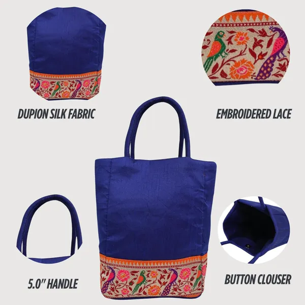 Indha_Blue_Dupion_Silk_Handbag_with_Hand-Embroidered_Lace_Patch_–_Elegant_and_Versatile_Small_Bag_for_Gifting_&_Daily_Use
