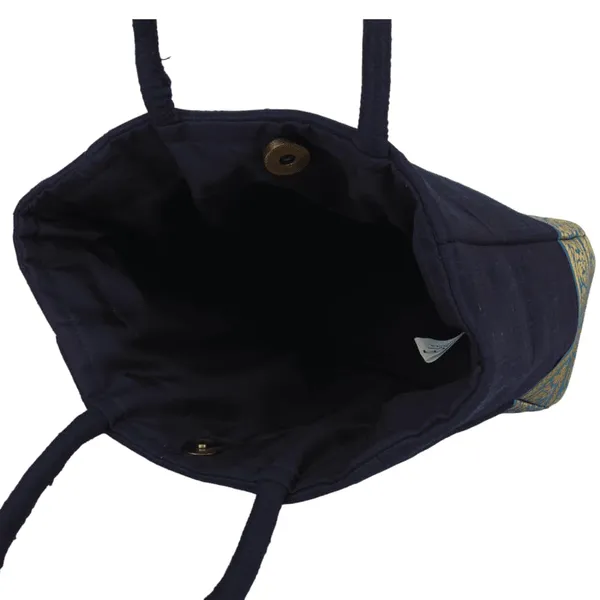 Indha_Navy_Blue_Dupion_Silk_Lunch_Bag_with_Golden_Brocade_Border_|_Handcrafted_Small_Tote_for_Gifting_&_Daily_Essentials_|_Eco-Friendly_Gift_Bag_for_Women_(SB507NBCLW)