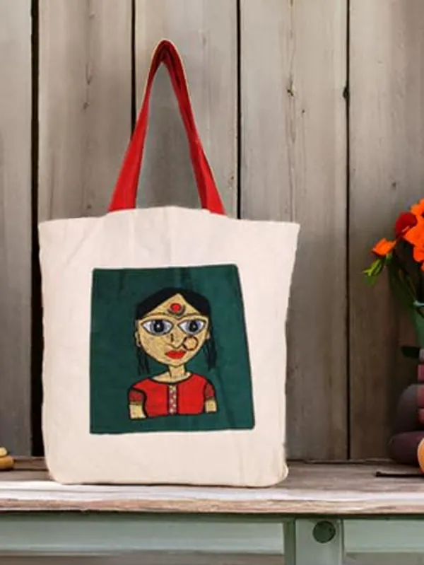 INDHA_Hand_Embroidered_Cotton_Tote_Bag_with_Embroidered_Motif_&_Block_Print_|_Eco-Friendly,_Artisanal,_Stylish,_Sustainable_Gift_&_Everyday_Travel_Bag|_Awesome_Carry_Bag