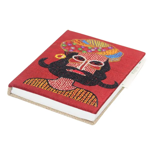 Maroon_Handcrafted_Recycled_Paper_Diary_Royal_Man_Face_Embroidery