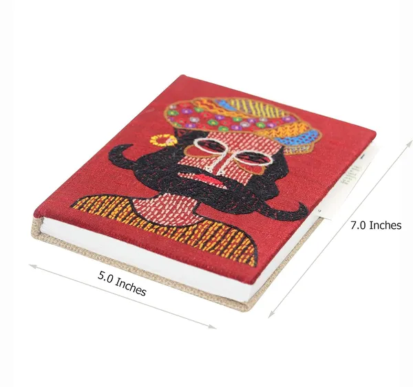 Maroon_Handcrafted_Recycled_Paper_Diary_Royal_Man_Face_Embroidery