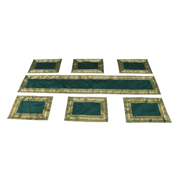 Indha_Table_Mat_&_Runner_Set,_Elegant_and_Timeless_Dining_Set_for_Special_Occasions_and_Luxurious_Home_Decor,Office_Party_Mat,_Cafe_Table_Mat,_Restaurant_Mat,_Gifting_Mat_(Green-TMRSGAL)
