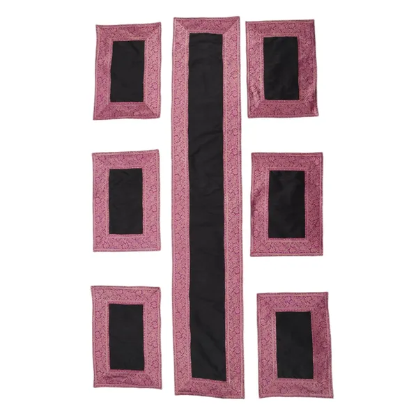 Indha_Table_Mat_&_Runner_Set,_Elegant_and_Timeless_Dining_Set_for_Special_Occasions_and_Luxurious_Home_Decor,Office_Party_Mat,_Cafe_Table_Mat,_Restaurant_Mat,_Gifting_Mat_(Black-TMRBDPL)