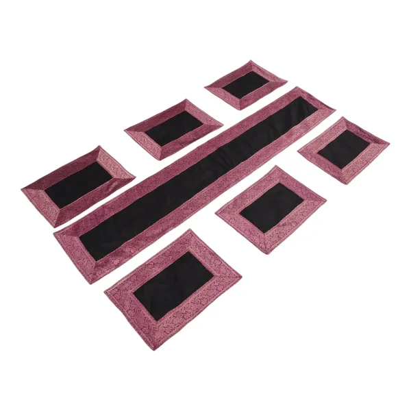Indha_Table_Mat_&_Runner_Set,_Elegant_and_Timeless_Dining_Set_for_Special_Occasions_and_Luxurious_Home_Decor,Office_Party_Mat,_Cafe_Table_Mat,_Restaurant_Mat,_Gifting_Mat_(Black-TMRBDPL)