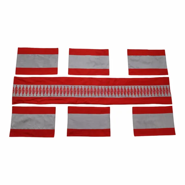 Indha_Table_Mat_&_Runner_Set,_Elegant_and_Timeless_Dining_Set_for_Special_Occasions_and_Luxurious_Home_Decor,Office_Party_Mat,_Cafe_Table_Mat,_Restaurant_Mat,_Gifting_Mat_(Red_&_Grey_-TMRSESRD)