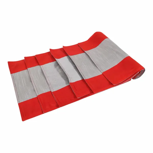 Indha_Table_Mat_&_Runner_Set,_Elegant_and_Timeless_Dining_Set_for_Special_Occasions_and_Luxurious_Home_Decor,Office_Party_Mat,_Cafe_Table_Mat,_Restaurant_Mat,_Gifting_Mat_(Red_&_Grey_-TMRSESRD)