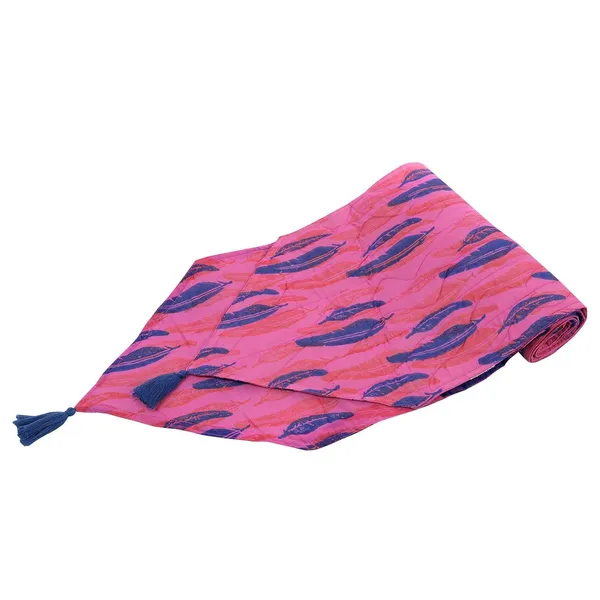 Indha_13.0_x_72_Inches_Table_Runner_for_Dining_Table_(Pink_Feather_Print_Cotton)