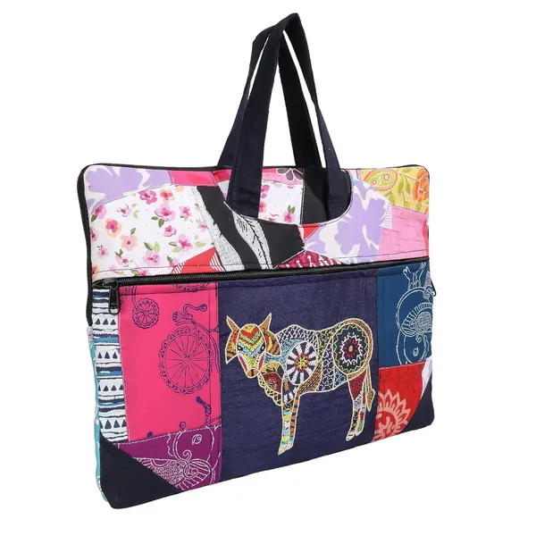 Indha_Multicolor_Upcycled_Cotton_Patchwork_Laptop_Sleeve_–_Hand_Embroidered_Motif,_Eco-Friendly_11"x14.5"_Padded_Bag_with_YKK_Zipper