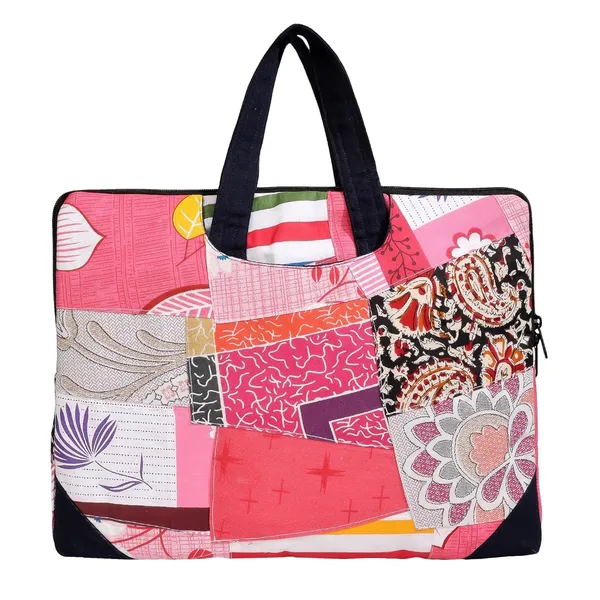 Indha_Multicolor_Upcycled_Cotton_Patchwork_Laptop_Sleeve_–_Hand_Embroidered_Motif,_Eco-Friendly_11"x14.5"_Padded_Bag_with_YKK_Zipper