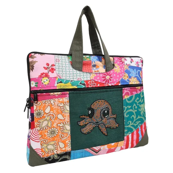 Indha_Multicolor_Upcycled_Cotton_Patchwork_Laptop_Sleeve_–_Hand_Embroidered_Motif,_Eco-Friendly_11"x14.5"_Padded_Bag_with_YKK_Zipper