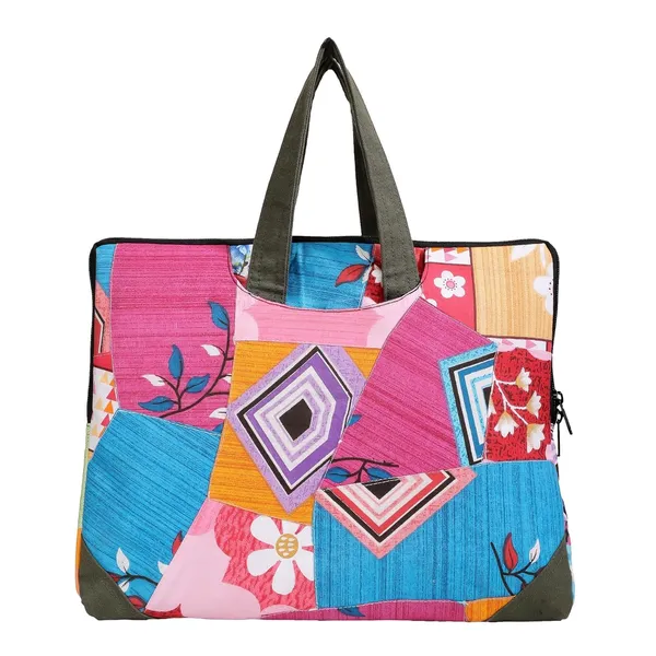 Indha_Multicolor_Upcycled_Cotton_Patchwork_Laptop_Sleeve_–_Hand_Embroidered_Motif,_Eco-Friendly_11"x14.5"_Padded_Bag_with_YKK_Zipper