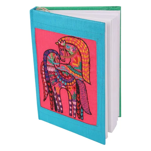 INDHA_Handmade_Dupion_Silk_Diary_–_Hand-Embroidered_Horse_Design,_5x7_Inches,_100_GSM_Eco-Friendly_Recycled_Paper,_Elegant_Gift_Choice_(Pink,_4939)