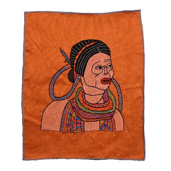 Indha_Santhal_Tribal_Woman_Hand_Embroidery_Panel_–_Folk_Art_on_Dupion_Silk_|_DIY_|_Home_Decor_|_Gift-Ready