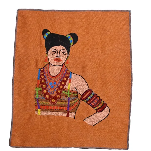 Indha_Tribal_Girl_Hand_Embroidery_Panel_–_Bold_Folk_Motif_on_Dupion_Silk_|_DIY_Decor_|_Artisan_Gift
