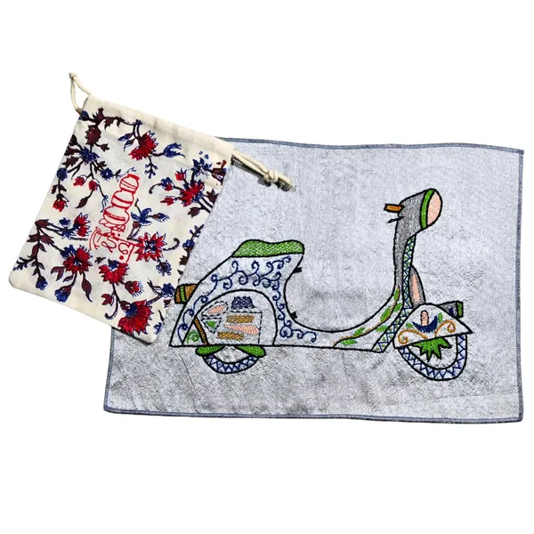 Indha_Indo-Italian_Scooter_Hand_Embroidery_Panel_–_Retro_Art_on_Dupion_Silk_|_DIY_Decor_|_Travel-Inspired_Gift