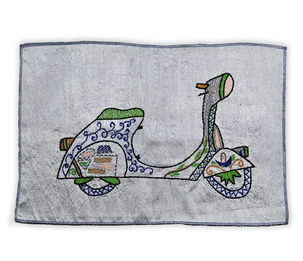 Indha_Indo-Italian_Scooter_Hand_Embroidery_Panel_–_Retro_Art_on_Dupion_Silk_|_DIY_Decor_|_Travel-Inspired_Gift
