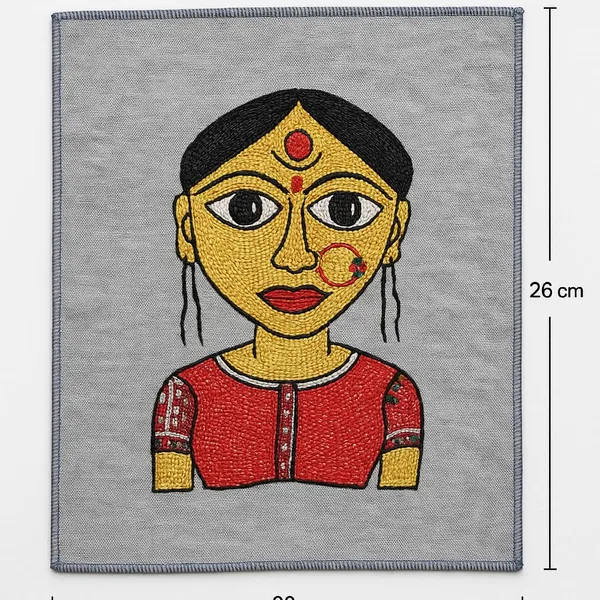 Indha_Folk_Village_Woman_Hand_Embroidery_Panel_–_Naive_Art_on_Dupion_Silk_|_DIY_Decor_|_Tribal-Inspired_Gift