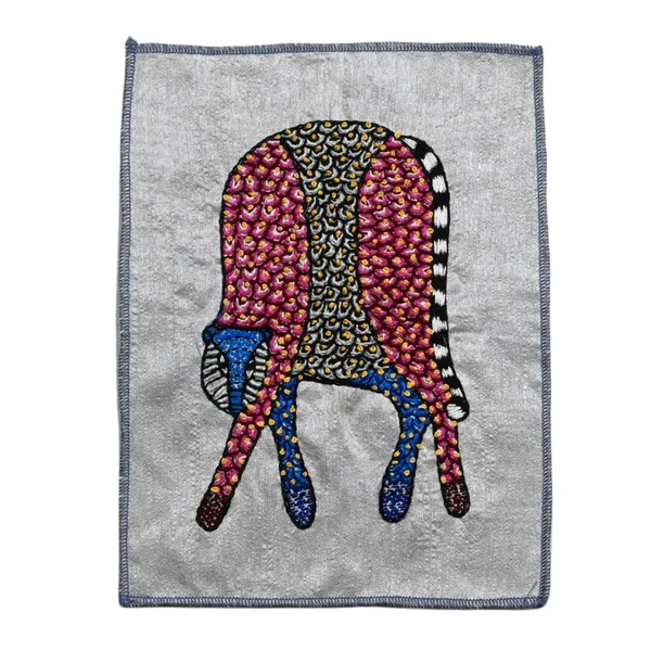 Indha_Gond_Art_Inspired_Animal|Leopard_Embroidery_Panel_–_Tribal_Folk_Motif_on_Dupion_Silk_|_Nature-Inspired_Decor_|_DIY_Art
