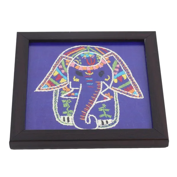 Indha_Hand_Embroidered_Glass_Coasters_–_Set_of_2_Handmade_Decorative_Drink_Coasters_for_Coffee_Table,_Dining,_and_Gifting_(Blue_Dupion_Elephant)