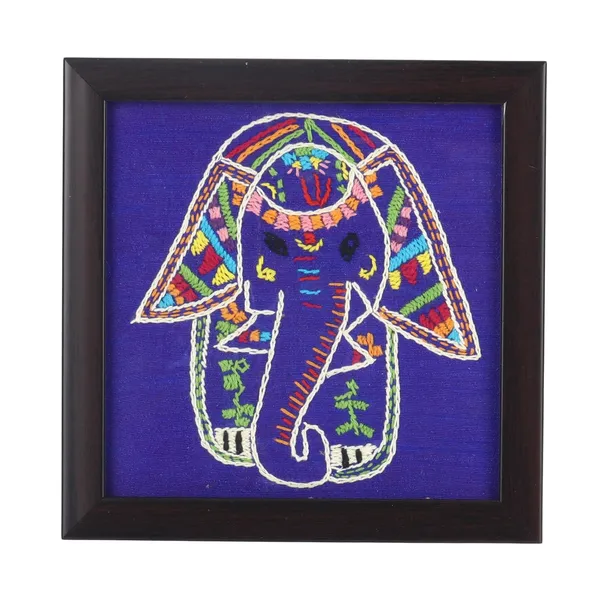 Indha_Hand_Embroidered_Glass_Coasters_–_Set_of_2_Handmade_Decorative_Drink_Coasters_for_Coffee_Table,_Dining,_and_Gifting_(Blue_Dupion_Elephant)
