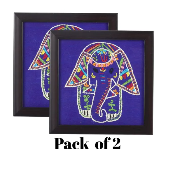 Indha_Hand_Embroidered_Glass_Coasters_–_Set_of_2_Handmade_Decorative_Drink_Coasters_for_Coffee_Table,_Dining,_and_Gifting_(Blue_Dupion_Elephant)