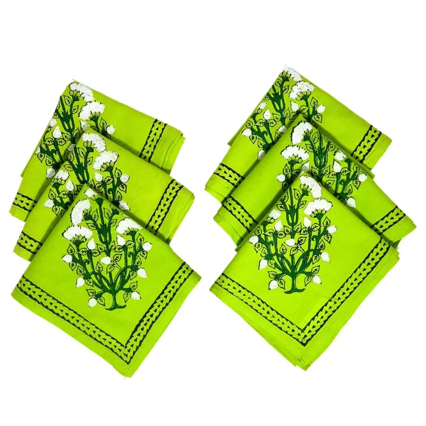 Indha_Hand_Block_Printed_White_Cotton_Napkin_Set_(Pack_of_6)_for_Home_&_Office_Celebrations_(Green-CNFBPG)