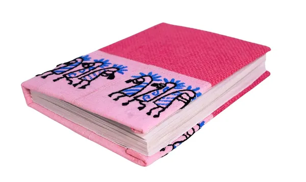 INDHA_Handmade_Jute_Diary_–_Hand-Embroidered_Musical_Instruments_Applique,_5x7_Inches,_100_GSM_Eco-Friendly_Recycled_Paper,_Elegant_Gift_Choice_(Pink)