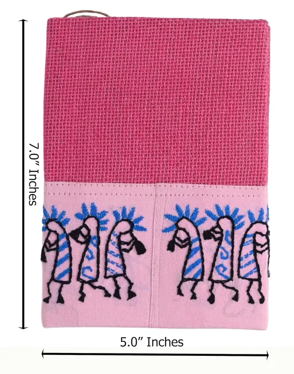 INDHA_Handmade_Jute_Diary_–_Hand-Embroidered_Musical_Instruments_Applique,_5x7_Inches,_100_GSM_Eco-Friendly_Recycled_Paper,_Elegant_Gift_Choice_(Pink)