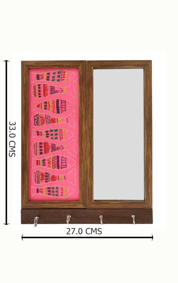 Indha_Fish_Embroidered_Key_Holder_with_Mirror_|_4-Hook_Wall_Organizer_in_Repurposed_Wood_|_Handcrafted_Home_Decor_|_Feng_Shui-Inspired_Entryway_Accent