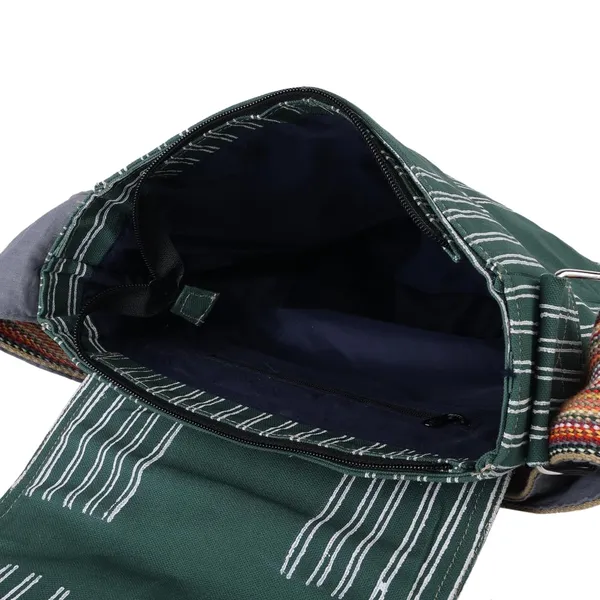 INDHA_Handcrafted_Cotton_Canvas_Sling_Bag_|_Unisex_Ethnic_Geometric_Design_|_Multicolor_Niwar_Strap_|_Travel_Utility_&_Gifting