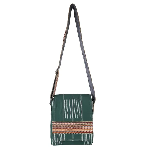 INDHA_Handcrafted_Cotton_Canvas_Sling_Bag_|_Unisex_Ethnic_Geometric_Design_|_Multicolor_Niwar_Strap_|_Travel_Utility_&_Gifting