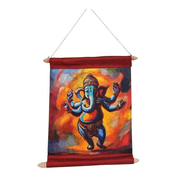 Multicolour_Hand-Painted_Laxmi_And_Ganesh_Scroll