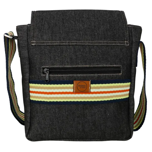 INDHA_Hand-Embroidered_Denim_Crossbody_Sling_Bag_for_Man_|_Bohemian_Style_Everyday_Carry_|_Handmade_Denim_Bag_with_Adjustable_Strap_|_Casual_Travel_&_College_Sling