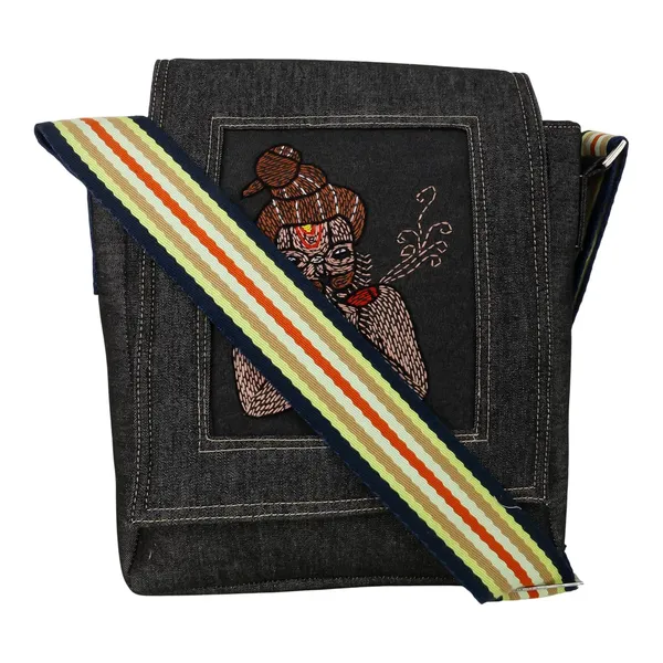 INDHA_Hand-Embroidered_Denim_Crossbody_Sling_Bag_for_Man_|_Bohemian_Style_Everyday_Carry_|_Handmade_Denim_Bag_with_Adjustable_Strap_|_Casual_Travel_&_College_Sling