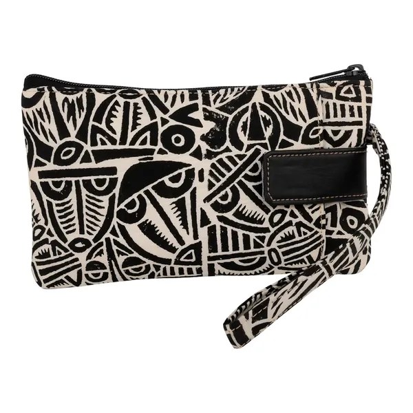 Indha_Handcrafted_Mobile_Case_for_Women_�_Black_&_White_Hand_Block-Printed_Cotton_Wristlet_Pouch_|_Mini_Wallet_with_Mobile_Compartment_|_Slim_Phone_Pouch_for_Cash,_Cards_&_Essentials